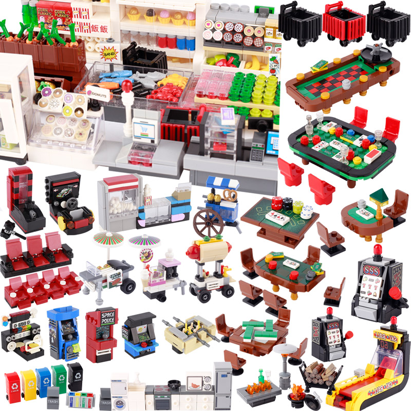 Gaming Console Lego - مدينة شارع عرض المشهد اللبنات الأثاث