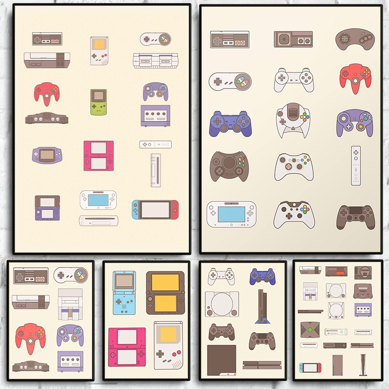 Gaming Console In - لوحة فنية قماشية لتطور أجهزة ألعاب